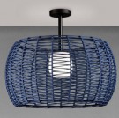 Takfeste og lampestruktur i sort farge. Tekstil i blå farge thumbnail